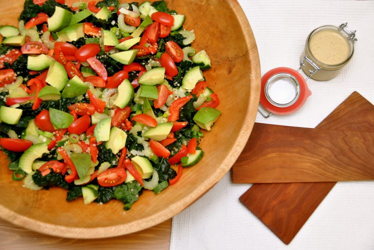 Kale Salad with a Vegan Caesar Dressing