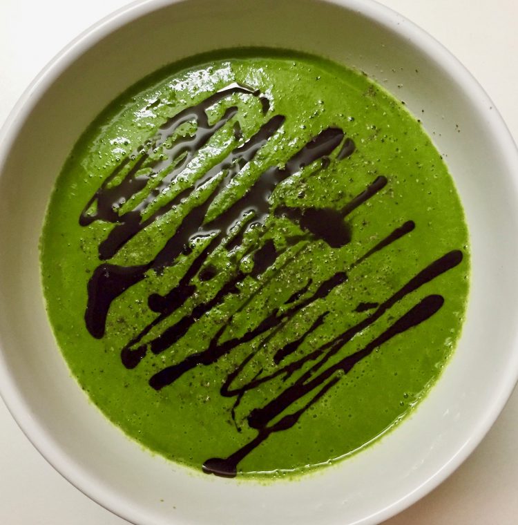 Creamy, Diary Free Spinach Soup with Pumpkin Seed Oil