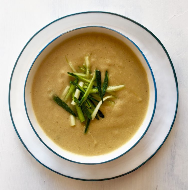 Cashew Cream of Zucchini Soup with Lemongrass, and Kefir Lime